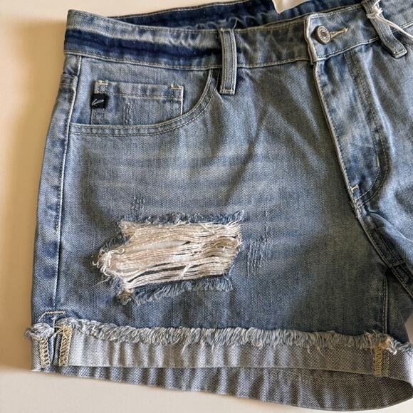KANCAN Shorts Large Beren Mid-Rise Distressed Cuff Frayed Hem Cotton Denim NWT - Picture 8 of 16